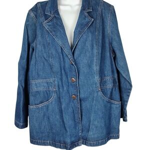 Excitation Women XL Denim Jean Blazer Jacket Button Front  vintage dead stock 90
